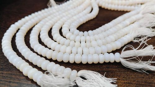 Natural White opal Quartz Rondelle Plain 8mm Beads Sold Per Strand 8 Long