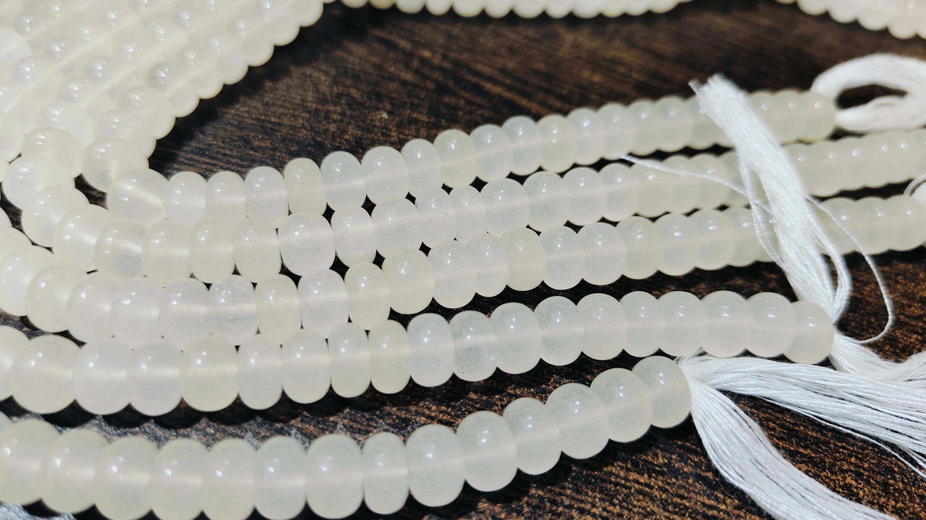 Natural White Quartz Rondelle Plain 8mm Beads Sold Per Strand 8'' Long