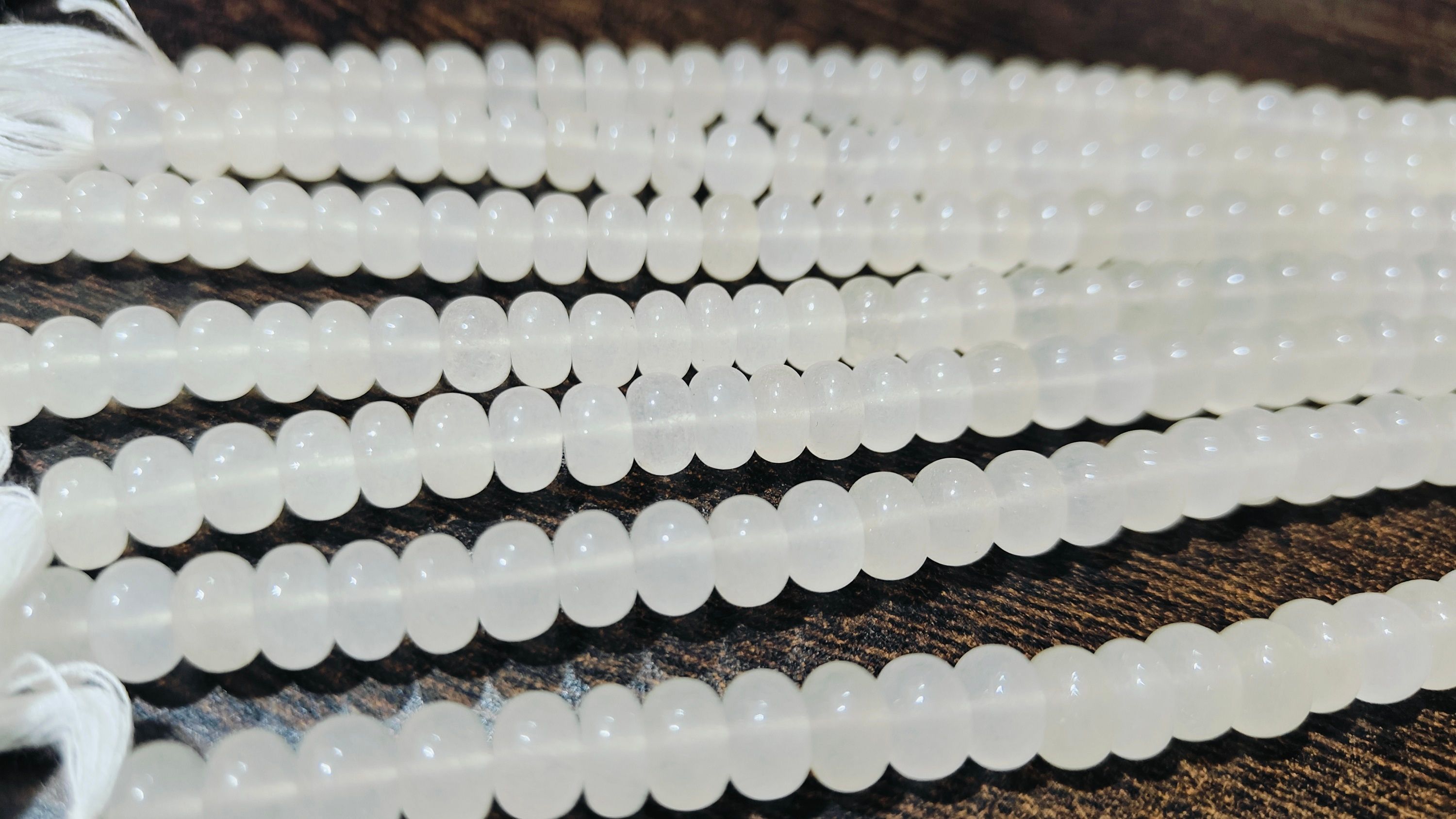 Natural White Quartz Rondelle Plain 8mm Beads Sold Per Strand 8'' Long