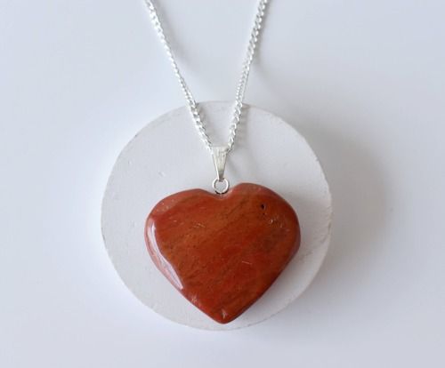 Red Jasper Crystal Heart Pendant, Genuine Heart Shaped Necklaces