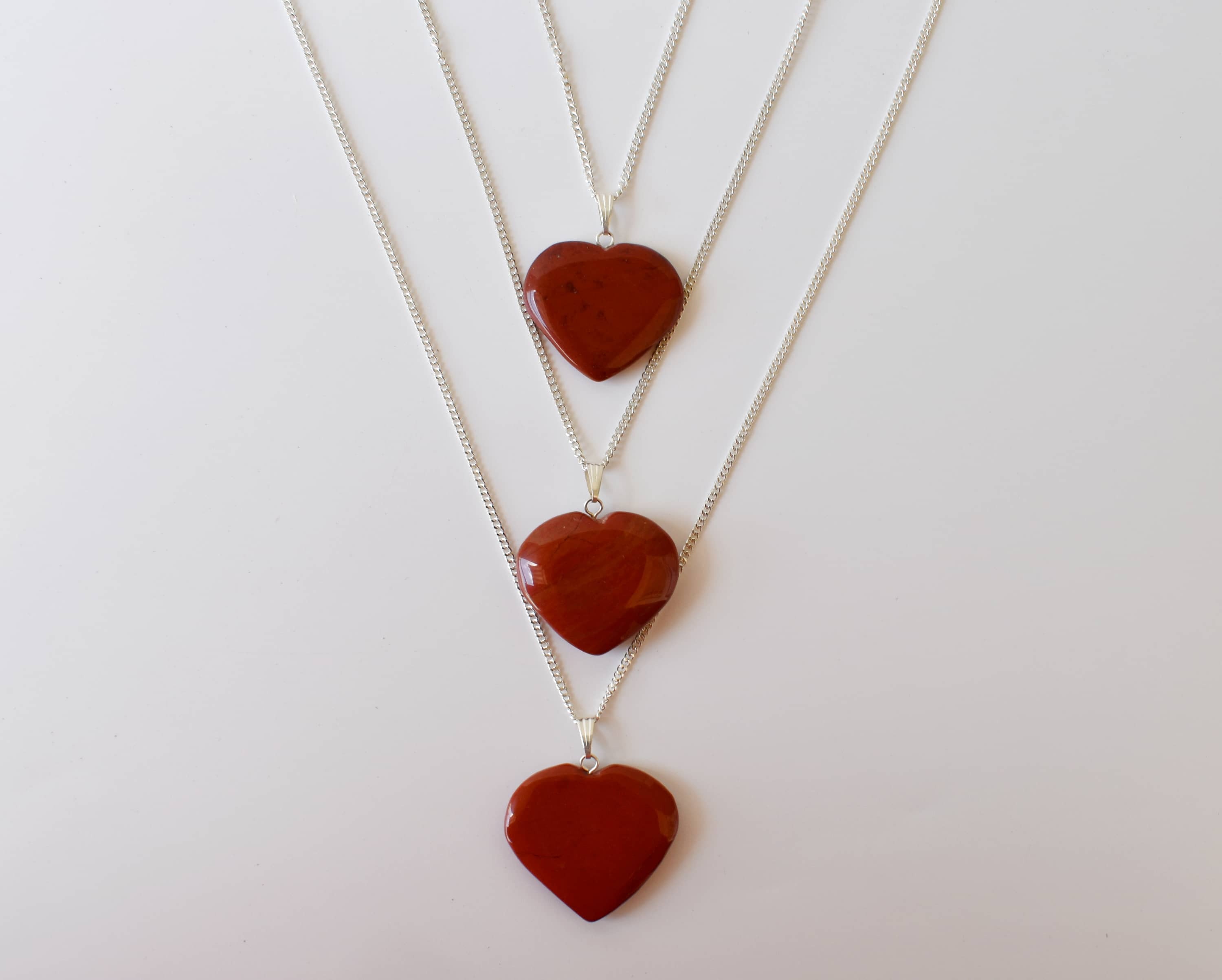 Red Jasper Heart Pendant Crystal Heart Shaped Necklaces