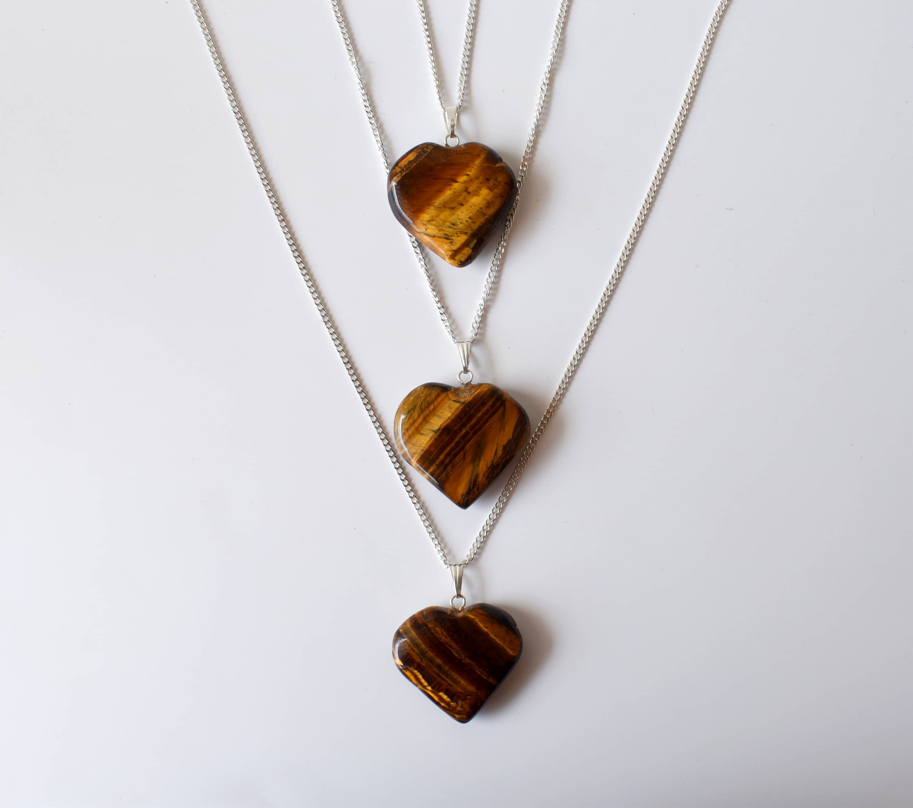 Tiger Eye Heart Pendant Crystal  Heart Shaped Necklaces