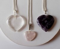 Crystal Heart Pendant Set - 1.5 Inches, Handcrafted Elegance With Natural Stones