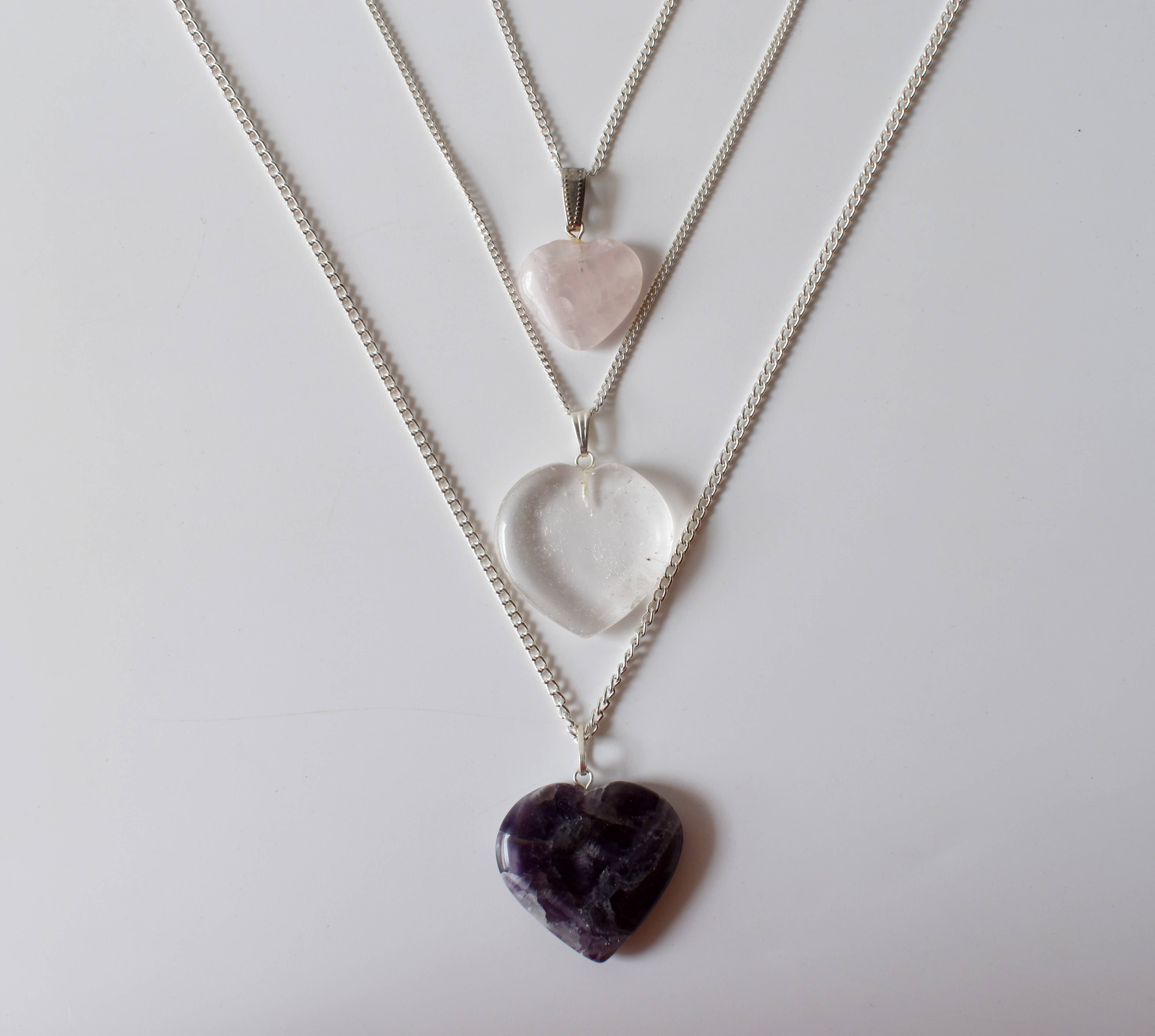 Heart Pendant Set Crystal Heart Pendant Heart Shaped Necklaces