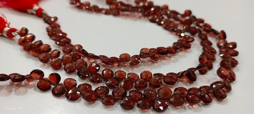 Natural Mozambique Garnet Heart Shape 4-5mm Beads Faceted Strand 8 Inch Long