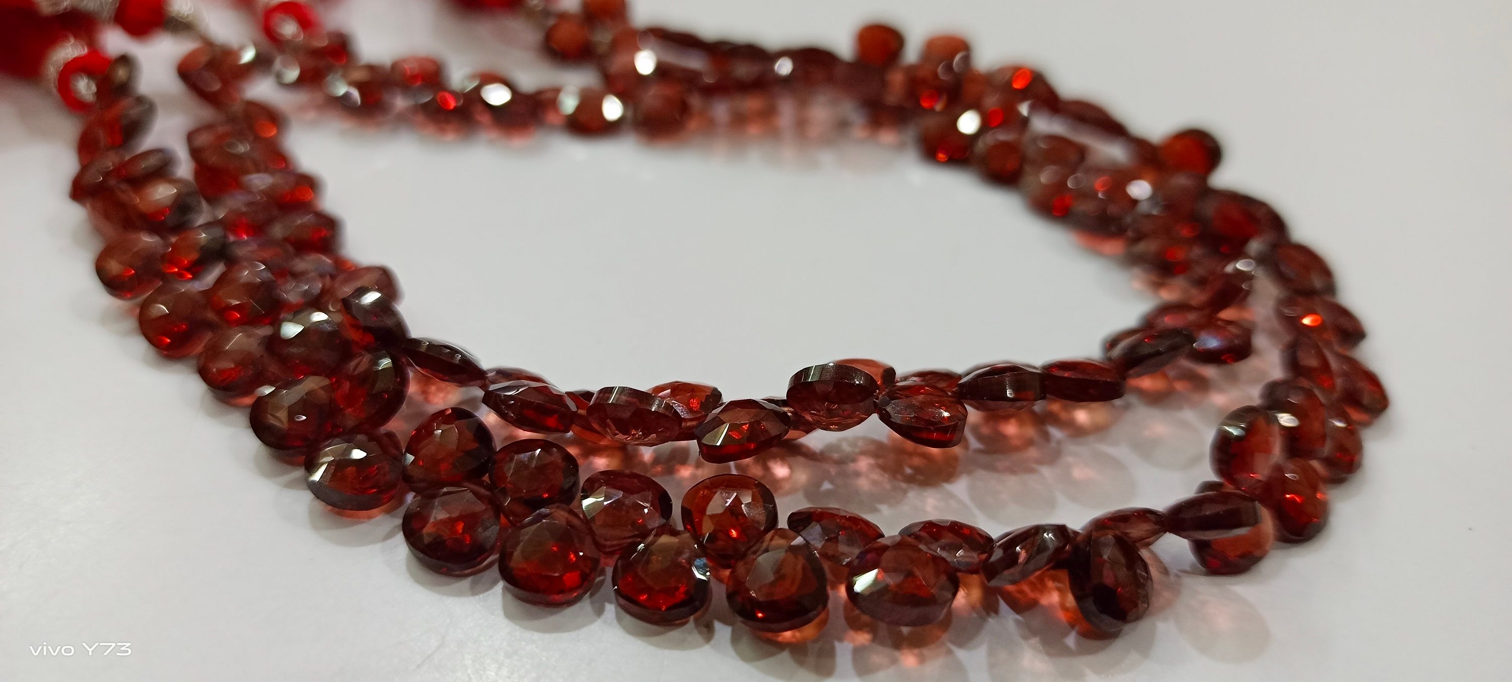 Natural Mozambique Garnet Heart Shape 4-5mm Beads Faceted Strand 8 Inch Long