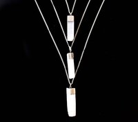 Selenite Rough Stone Pendants Natural Electroplated Silver Crystals with Chain