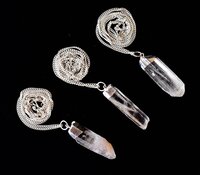 Crystal Quartz Rough Stone Pendants Natural Electroplated Silver Crystals with Chain