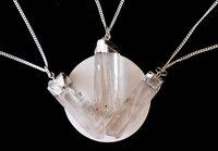 Crystal Quartz Rough Stone Pendants Natural Electroplated Silver Crystals with Chain