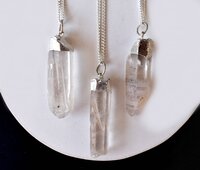 Crystal Quartz Rough Stone Pendants Natural Electroplated Silver Crystals with Chain