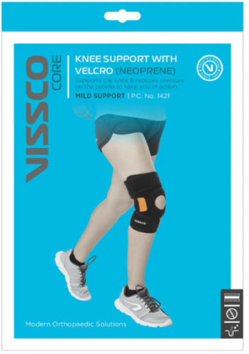 NEOPRNE KNEE SUPPORT WITH VELCRO (P.C.No: 1421) (S/M/L/XL/XXL)