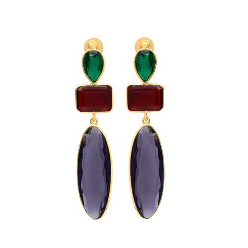 Emerald And Garnet Hydra Gemstone Earrings