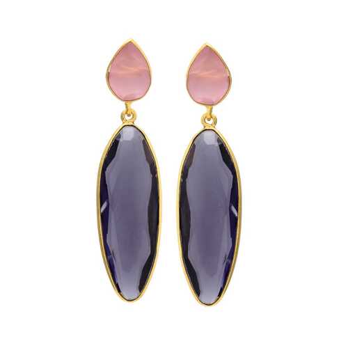 Pink and violet hydra gemstone earrings