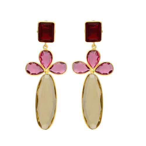 Pink and Ruby hydra trio gemstone earrings