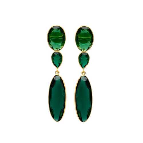 Long emerald hydra stud earrings