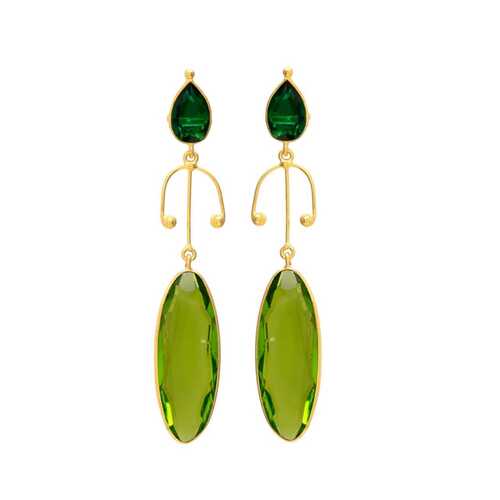 Peridot and small emerald hydra gemstone earrings