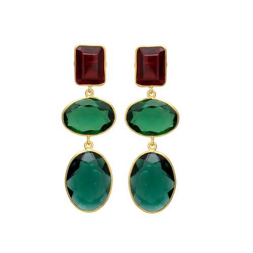 Garnet hydra and emerald hydra gemstone earrings