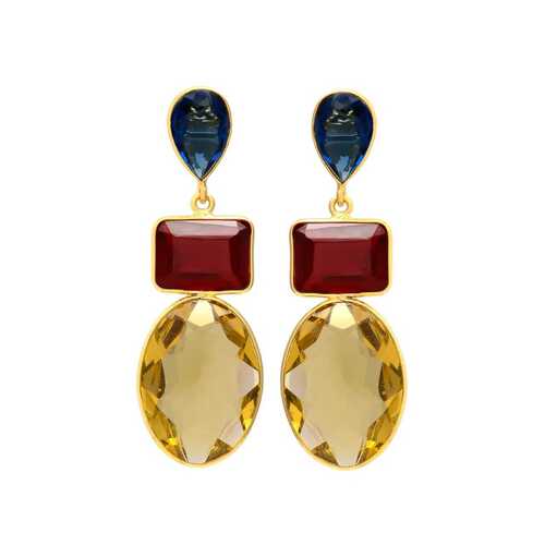 Red and sapphire hydra and citrine hydro gemstone earrings