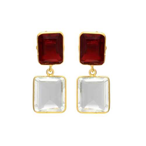 Milly chalcedony and Ruby hydra gemstones earrings