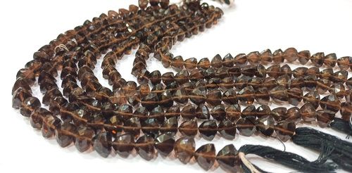 Smoky Quartz Triangle shape Faceted 8mm Beads Strand 8 Inches Long