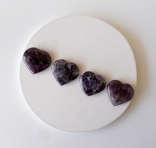 Amethyst Puffy Mini Hearts, Pocket Heart Mini Puffy Crystal Heart