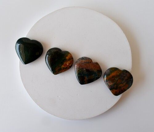 Bloodstone Puffy Mini Heart Crystal Pocket-Sized Healing Stone