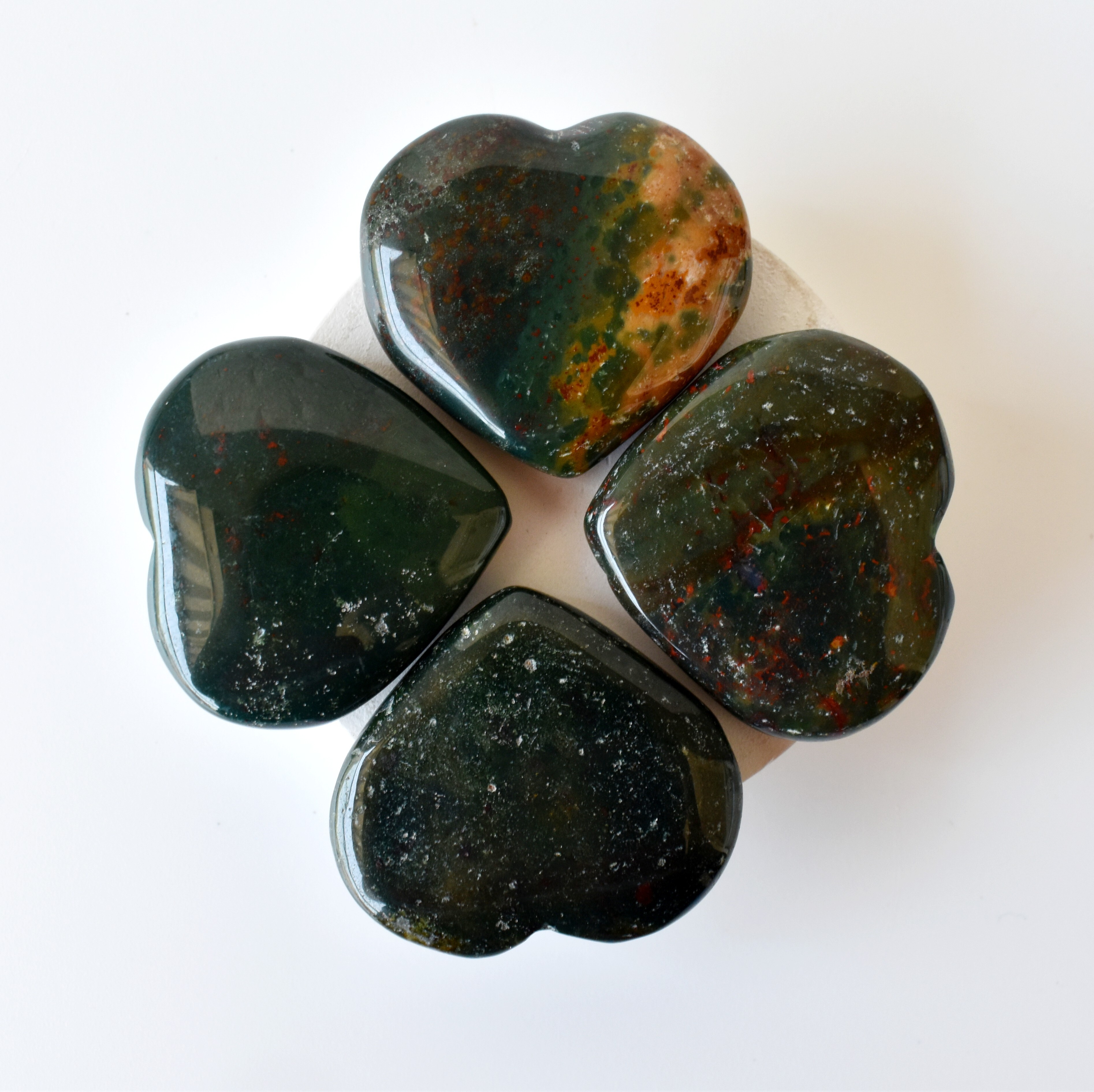 Bloodstone Puffy Mini Heart Crystal Pocket-Sized Healing Stone