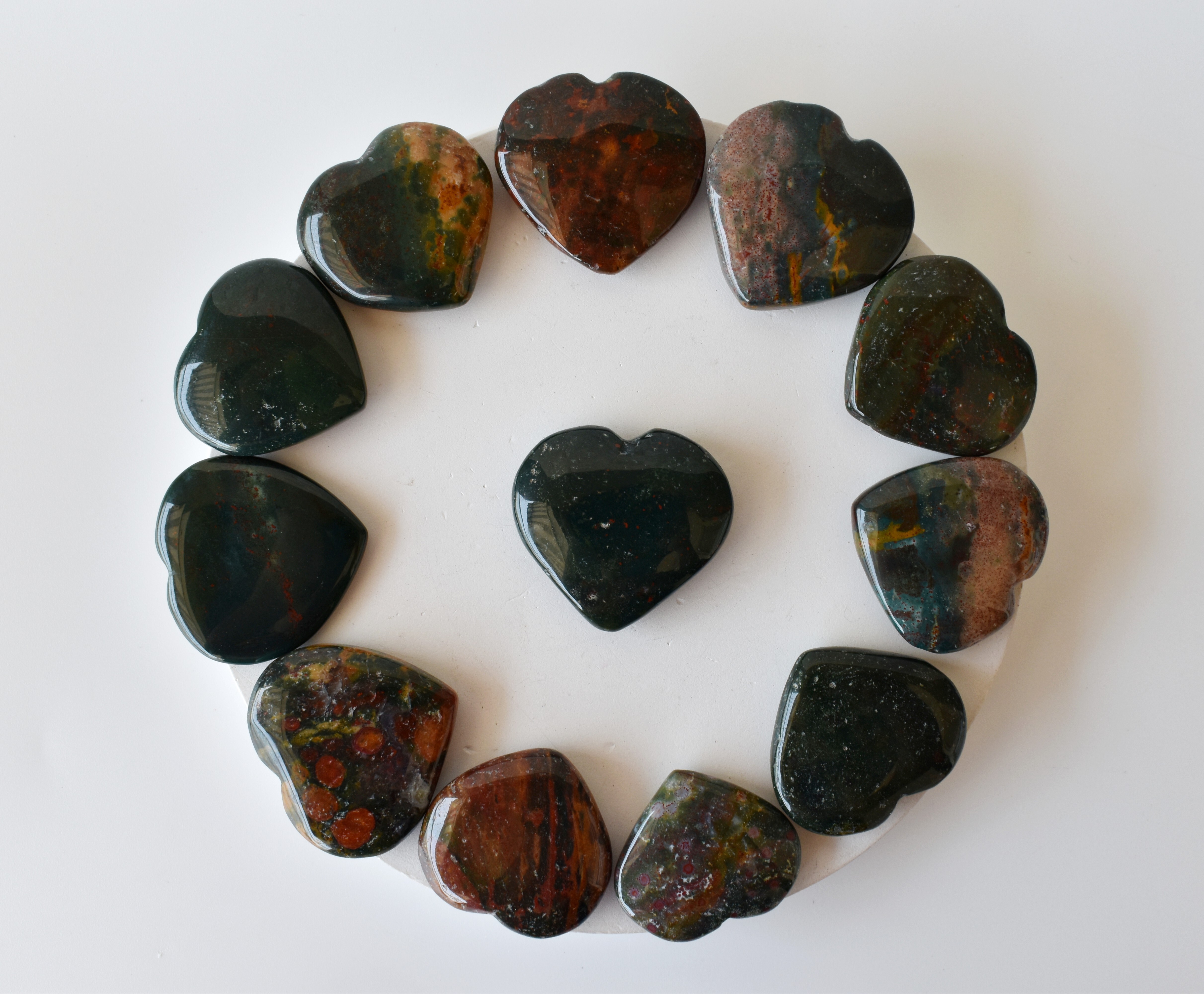 Bloodstone Puffy Mini Heart Crystal Pocket-Sized Healing Stone