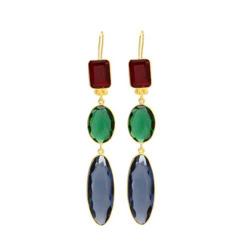 Garnet hydra and sapphire gemstone hook earrings