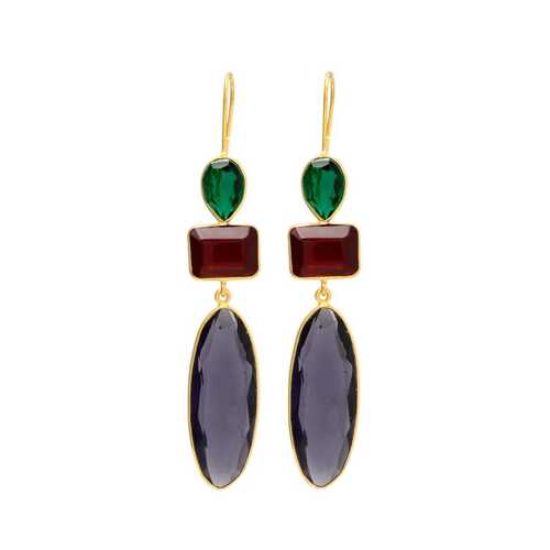 Sapphire and emarald hydra gemstone earrings