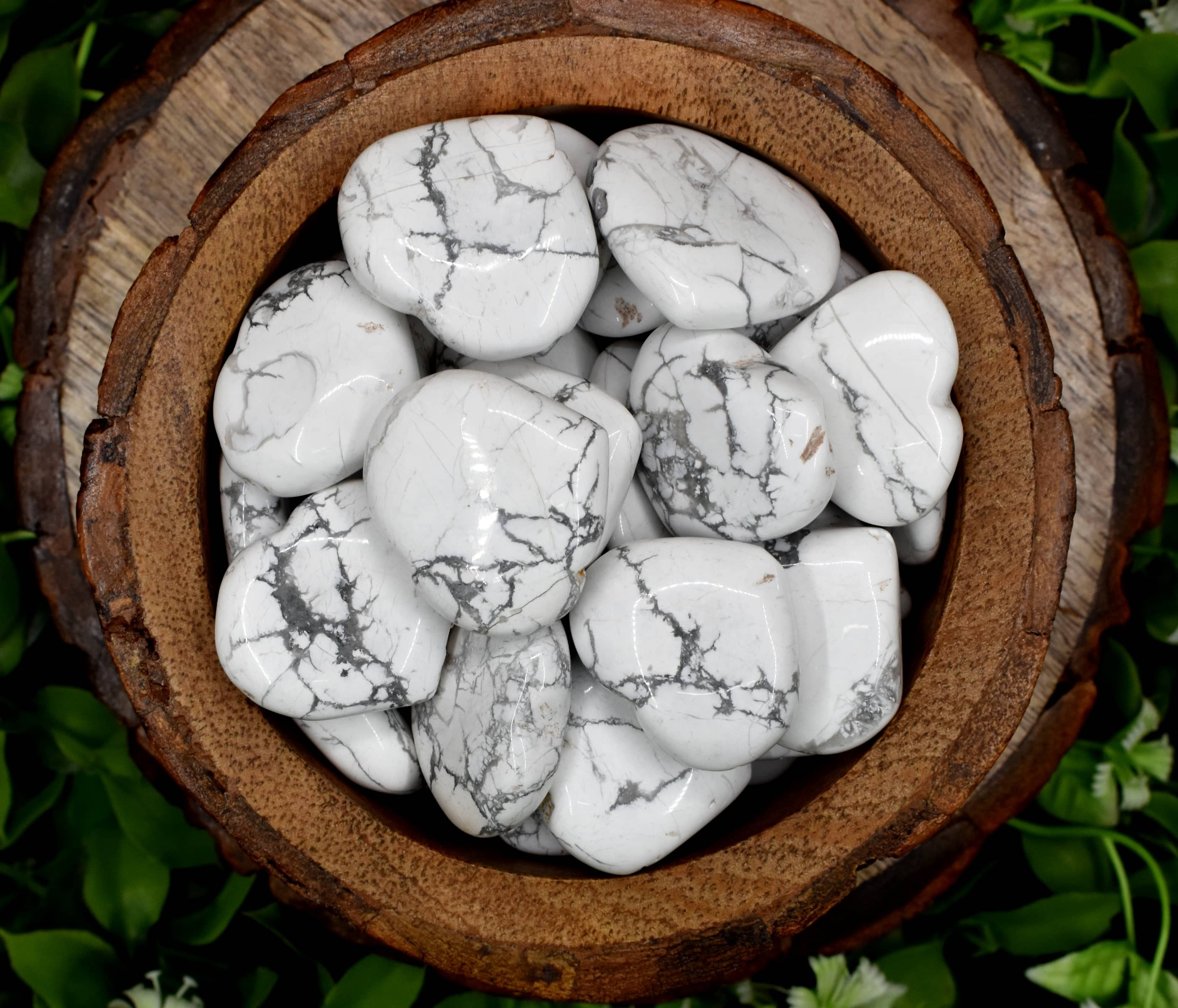 Howlite Puffy Mini Heart Crystal Pocket-Sized Stone for Calm & Stress Relief