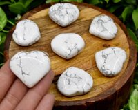 Howlite Puffy Mini Heart Crystal Pocket-Sized Stone for Calm & Stress Relief