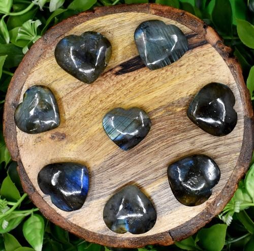 Labradorite Puffy Mini Heart Crystal Pocket-Sized Stone for Transformation & Intuition