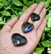 Labradorite Puffy Mini Heart Crystal Pocket-Sized Stone for Transformation & Intuition