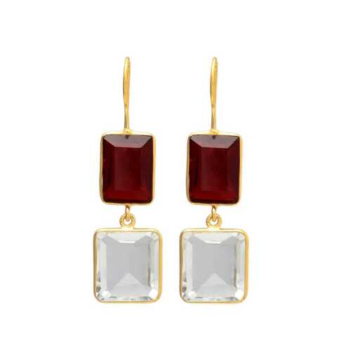 Milly chalcedony and Ruby hydra gemstones hook earrings