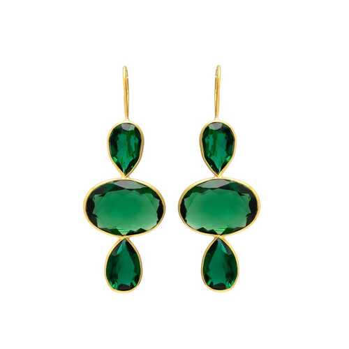 Hook earrings with emerald hydra gemstone