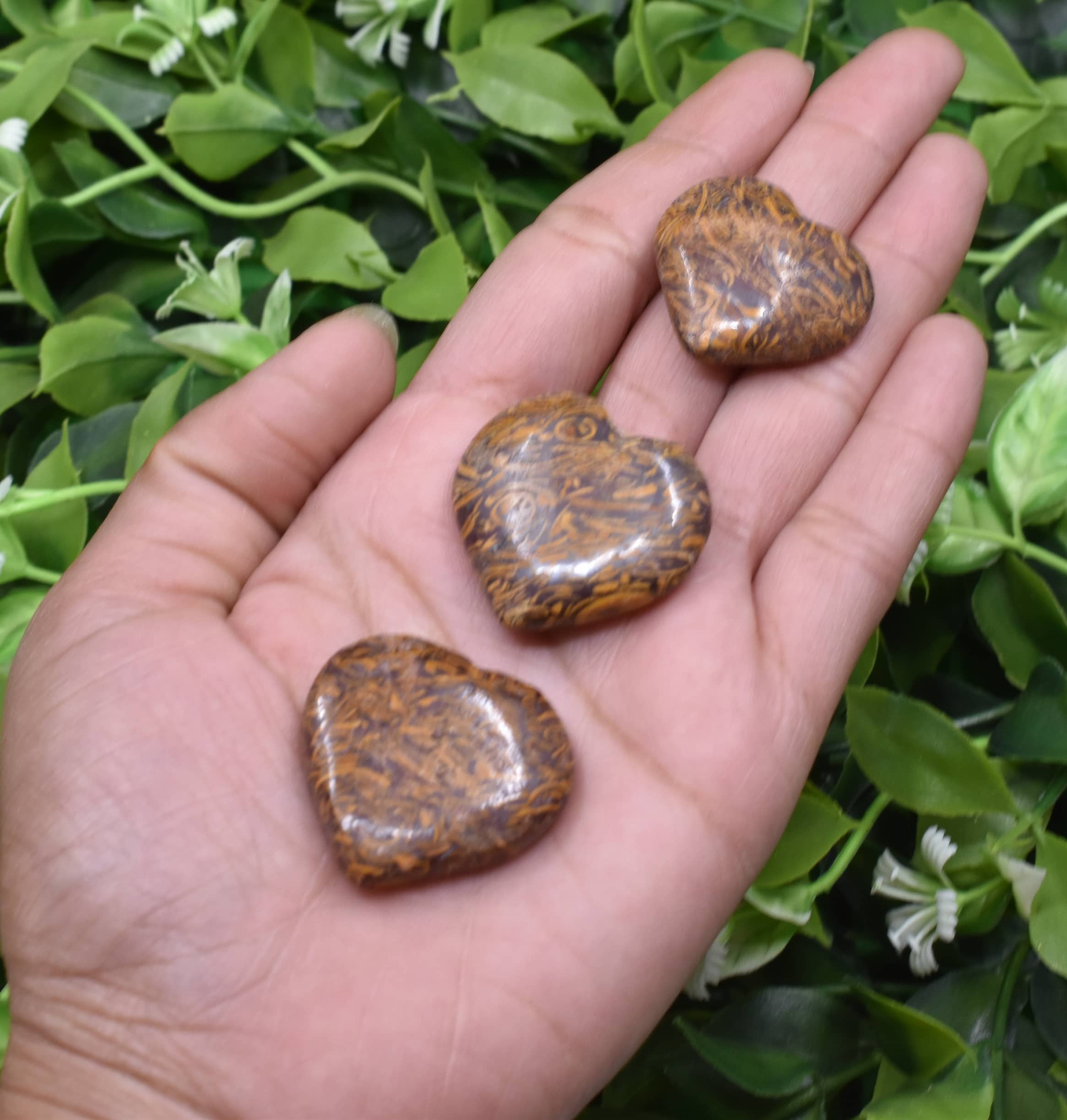 Elephant Jasper Puffy Mini Hearts Crystal Hearts