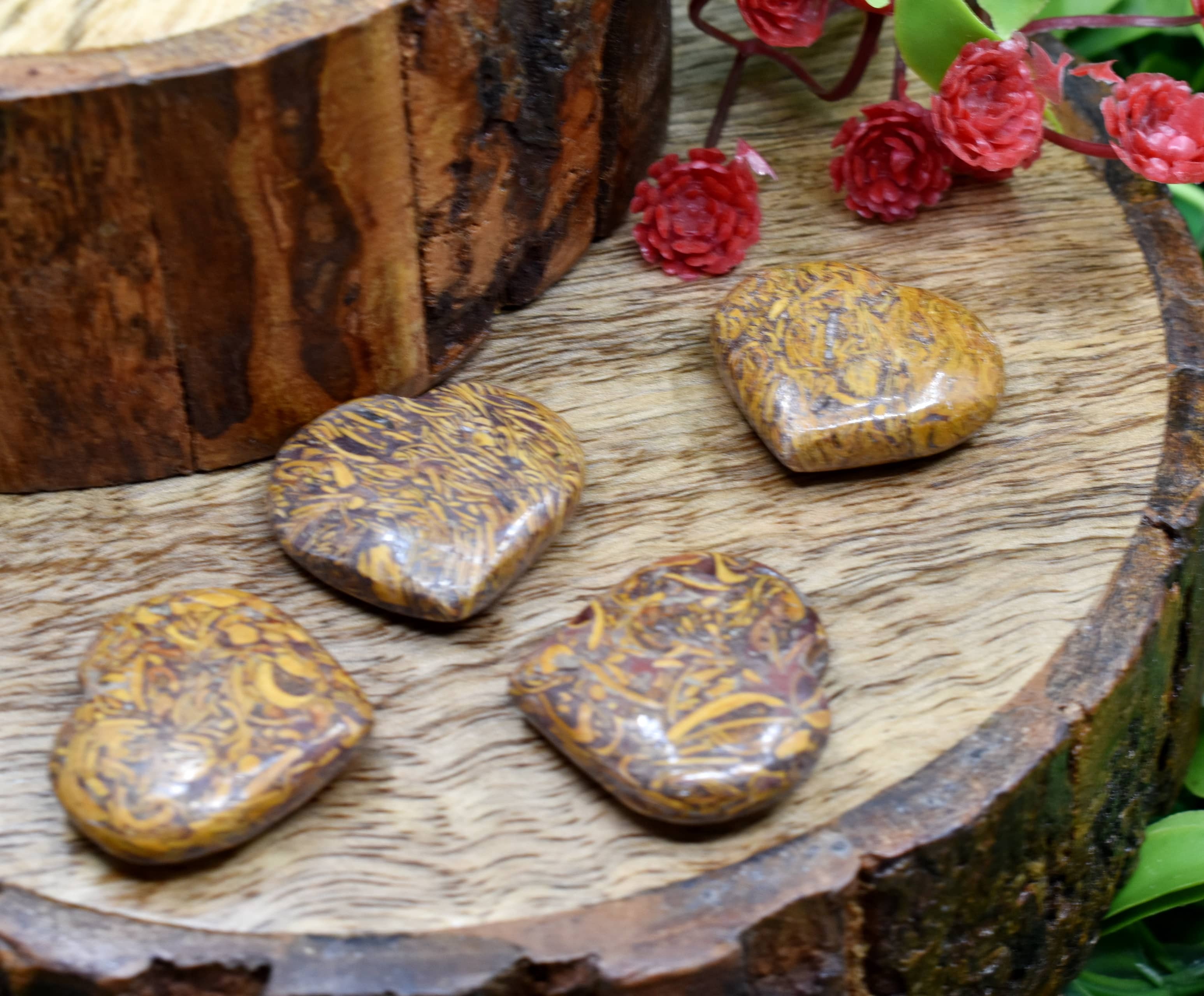 Elephant Jasper Puffy Mini Hearts Crystal Hearts