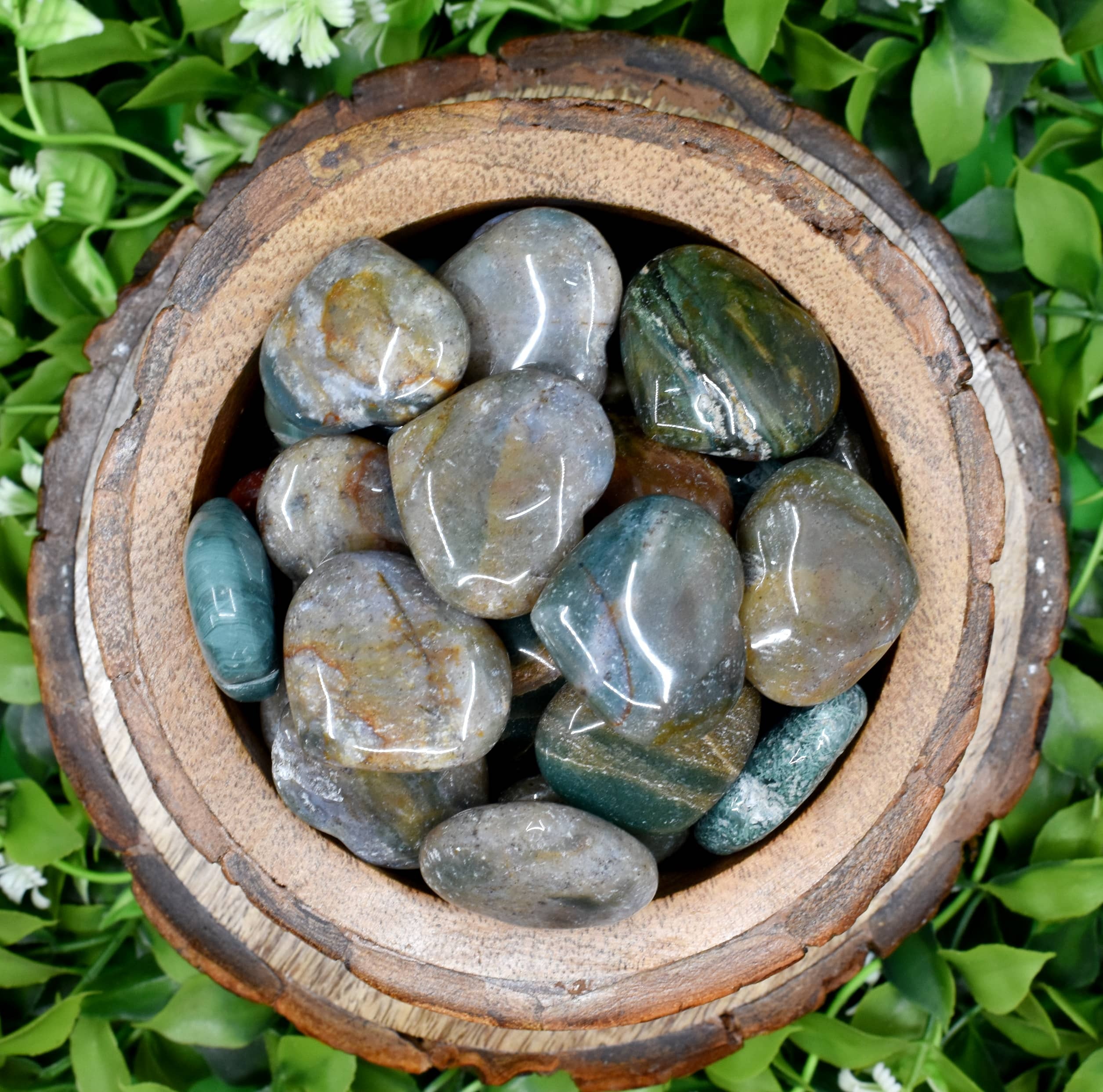 Fancy Jasper Puffy Mini Hearts Crystal Hearts