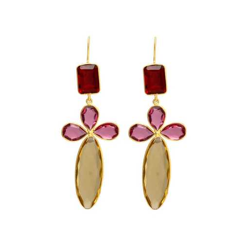 Fuchsia and citrine hydro gemstone earrings