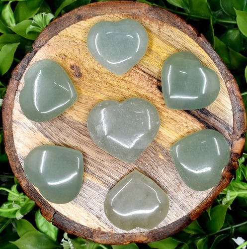 Green Aventurine Puffy Mini Hearts Crystal Hearts