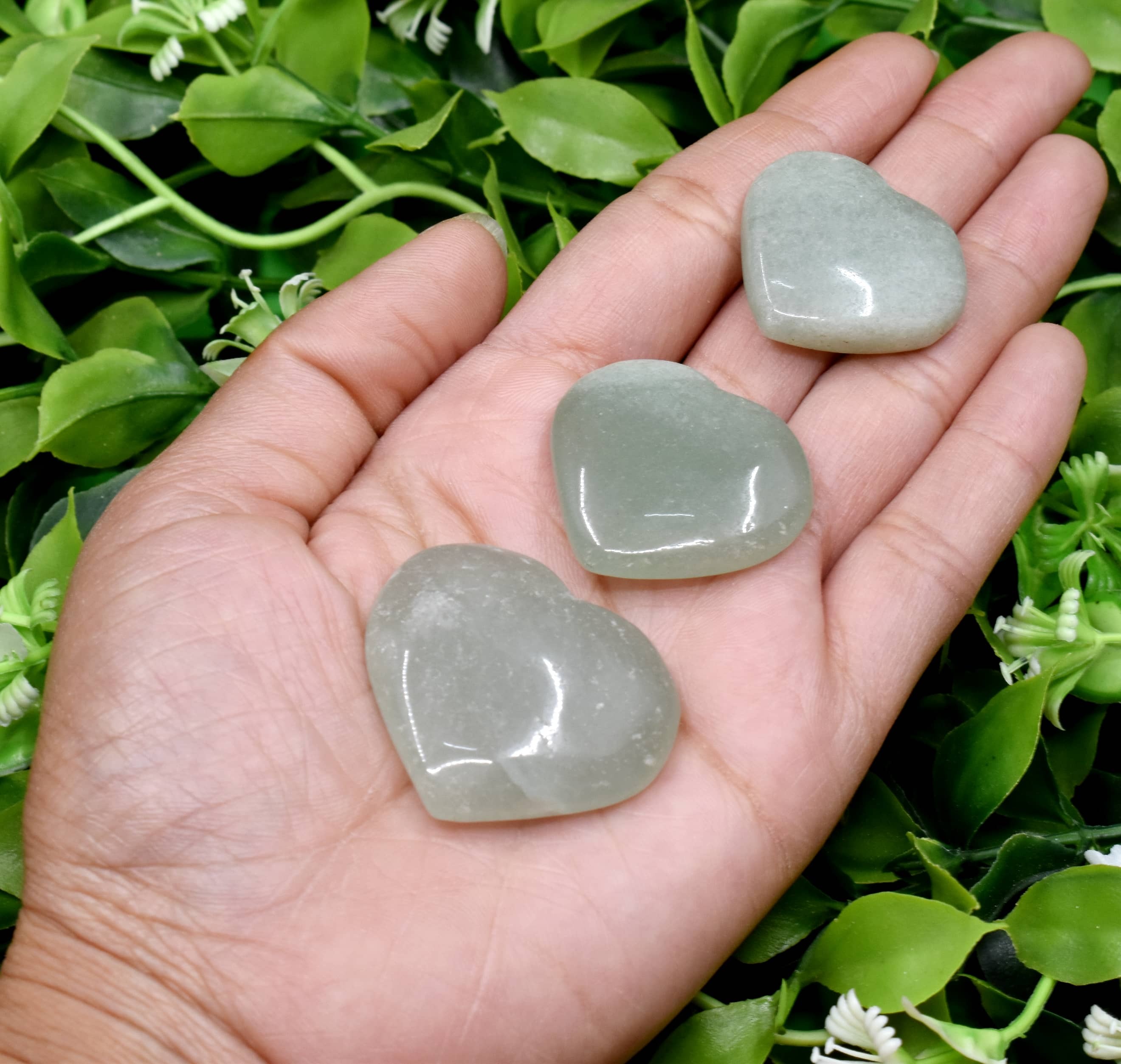 Green Aventurine Puffy Mini Hearts Crystal Hearts