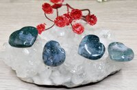 Moss Agate Puffy Mini Hearts Crystal Hearts