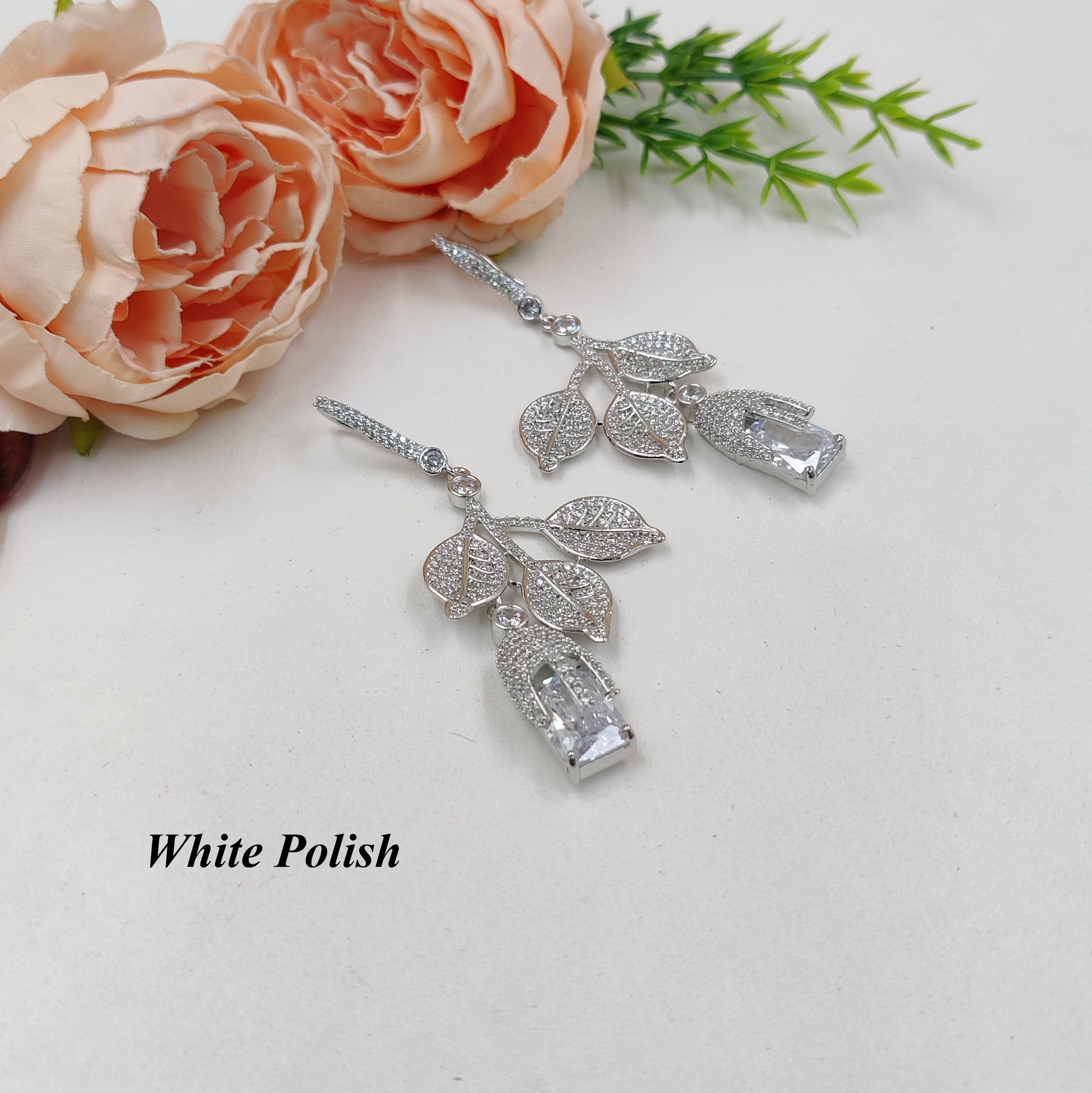 Leafy Style American Diamond Earring