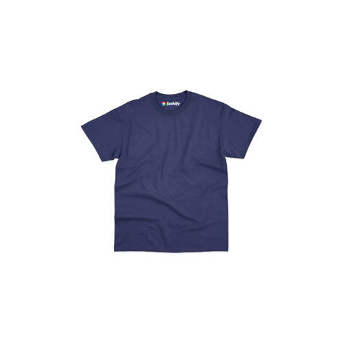 Cotton Mens Round Neck Navy Blue T-Shirt