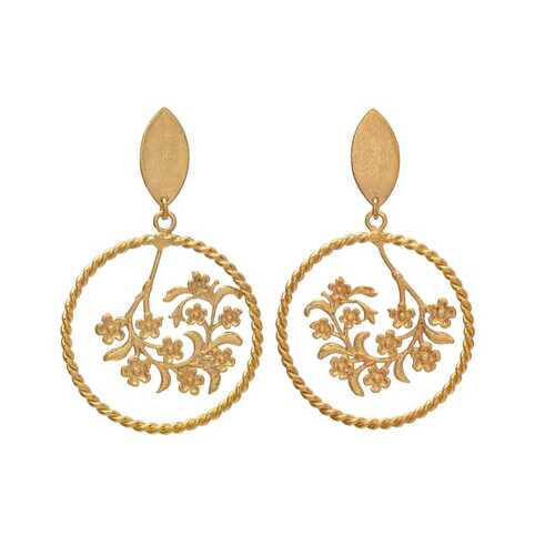 Golden brass earrings tree design