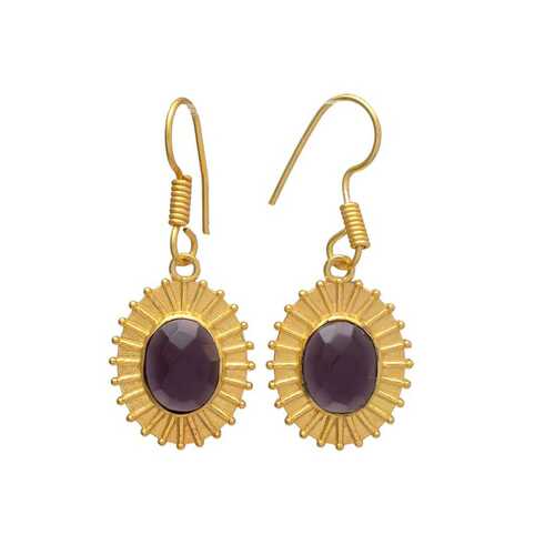 Gold plated brown gemstone earrings