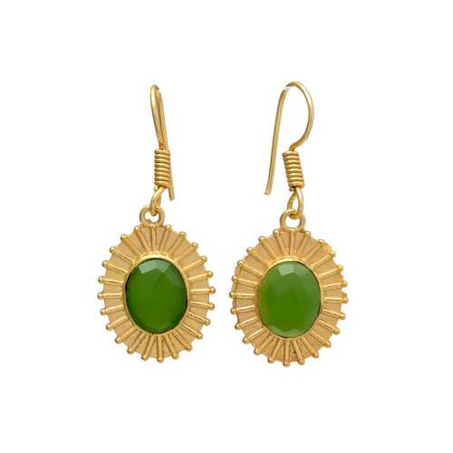 Gold plated peridot hydro gemstone earrings