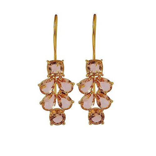 Shine peach chaceldony gemstone earrings set