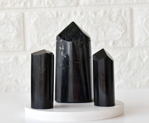 Polished Black Tourmaline Points, Pointed Black Tourmaline Crystal